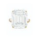 925 Sterling Silver Emerald Cut Ring For Her 18K Yellow Gold Plated CZ Jewelry