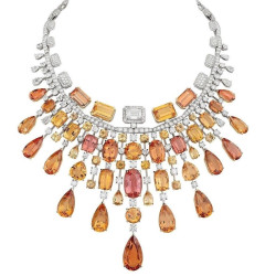 Golden Burst Statement Bridal Estate Necklace 925 Sterling Silver High Jewelry