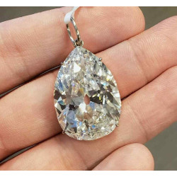 925 Sterling Silver Necklace Cubic Zirconia 50ct Pear shaped OEC Women Jewelry