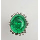 Style Vintage Sterling Silver Ring 925 CZ Green Cabochon Round Women ADASTRA