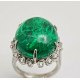 Style Vintage Sterling Silver Ring 925 CZ Green Cabochon Round Women ADASTRA