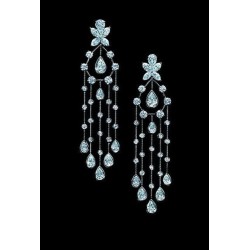 Dangle Earrings Sterling Silver Chandelier 925 Pear Shape Blue Round CZ ADASTRA