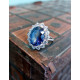 Princess Diana Inspired Engagement Ring Blue Oval 925 Sterling Silver CZ Jewelry