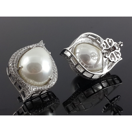 Pearl Drop Stud Earrings 925 Sterling Silver Handmade High Statement Jewelry New