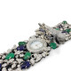 Wristwatch Cubic Zirconia 925 Sterling Silver Blue & Green Leaf Stone Jewelry