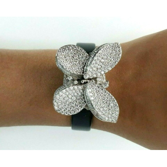 Cubic Zirconia Wristwatch 925 Sterling Silver butterfly Shape baguet Jewelry