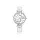 Womens Wrist Watch Flower Design White Belt 925 Sterling Silver Cubic Zirconia